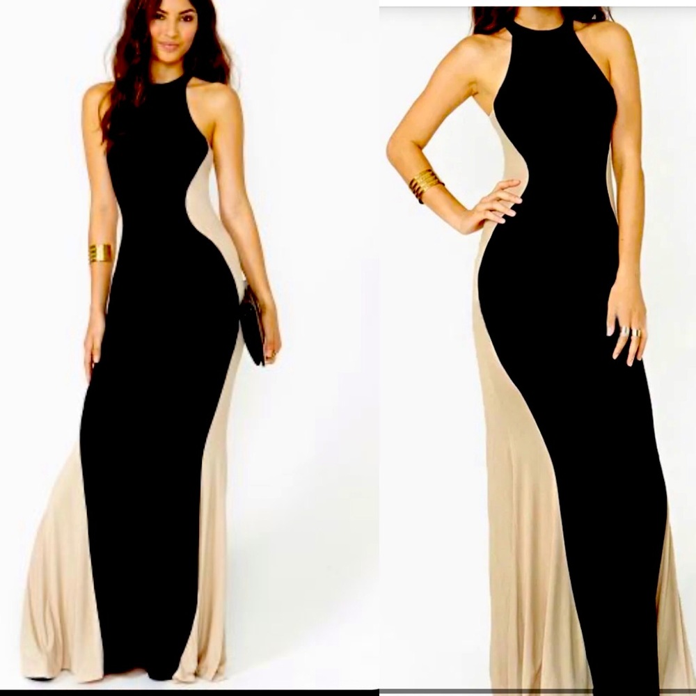 Illusion cream and black dress - Christmas dress